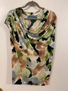 Simply Vera by Vera Wang Watercolor Print Cowl Neck Sleeveless Top